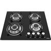 IsEasy Piano Cottura a Gas 4 Fuochi, Vetro con Protezione Termica Automatica, Gas Naturale e Propano, Gas on Glass 60cm da Incasso