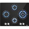 IsEasy Piano Cottura a Gas 4 Fuochi, Incasso 64cm, Vetro Temperato, 8750W, Sicurezza Autobloccante con Termocoppia, NG/LPG(Include Kit Conversione)