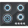IsEasy Piano Cottura a Gas 4 Fuochi, Incasso 60cm, Vetro Temperato, 7800W, Sicurezza Autobloccante con Termocoppia, NG/LPG(Include Kit Conversione)