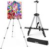Ohuhu Cavalletto Pittura 43 a 168 cm, Ohuhu cavalletto per dipingere in alluminio con borsa portatile - Cavalletti da tavolo/pavimento ad altezza regolabile per artisti espositore su tela (Argento)
