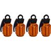 cyclingcolors 4x Cappucci delle valvole cappuccio tappi valvola forma di granata in alluminio Schrader per pneumatici bici moto auto auto quad monopattino, arancione