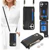 SailorTech Custodia per iPhone 16 Plus con porta carte di credito da donna, custodia in pelle per iPhone 16 Plus, portafoglio a tracolla con scomparti per carte di credito, cerniera antiurto, per uomo