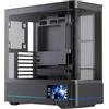 TZMRIT AC-02 Case per PC con display LCD da 5,5 pollici, case per computer ATX a torre centrale con doppio vetro panoramico (nero)