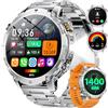 LIGE Smartwatch Uomo Militare, Batteria 1400mAh 14 Giorni, Display HD 1,85, Torcia LED, Chiamate Bluetooth, 110+ Modalità Sportive, IP68 Waterproof, Smart Watch for Android iOS, 2 Cinturini (Argento)