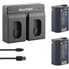 Blumax - 2 batterie di ricambio compatibili con Panasonic DMW-BLK22 / DMW-BLK22E 2250 mAh + doppio caricatore USB | Compatibile con Panasonic Lumix DC S5 S5K G9 GH5 II GH5S GH6