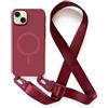 2NSPDRGNI Magnetica Cover con Collana Compatibile con iPhone 15 Plus,Case con Laccio per Il Collo Custodia con Cordino,Rosso