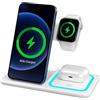 TEQY Caricatore Wireless 3 in 1, Stazione di Ricarica 18W per iPhone, Apple Watch e AirPods, Bianco