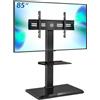 FITUEYES Porta TV da Terra Ferro Base per 50-85 Pollici, Girevole Supporto TV da Pavimento con 2 Ripiani, Supporto TV da Terra Max VESA 800x400mm