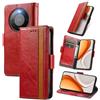 MOJIA Cover per Honor Magic8 Lite/Magic 8 Lite, PU Custodia Antiurto Resistente ai Graffi, Custodia Flip Portafoglio per Telefono con Supporto e Slot per Schede. Rosso