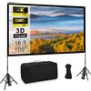 Yoxovo Proiettore Tela con Treppiede 100 Pollici Proiettore Tela Portatile Outdoor Cinema 16:9 HD Rear Front Giardino Proiezione con Borsa per la Casa Cortile Teatro Notti Campeggio