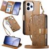 MOJIA Portafoglio Custodia per OPPO Reno 15 5G / Reno15 5G, Flip Cover in Pelle con Tracolla a Tracolla, Scomparto a Cerniera e Funzioni Multifunzione. Brown