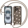 Coiwxmoi Cover con Cordino per iPhone 16 Pro Max,Aesthetic Fiori Disegni Ragazze Custodia con Corda Tracolla Laccio Collana, Sottile Silicone Antiurto Protettiva Case per iPhone 16 Pro Max, Marrone 02
