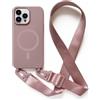 2NSPDRGNI Magnetica Cover con Collana Compatibile con iPhone 14 Pro Max,Case con Laccio per Il Collo Custodia con Cordino,Rose Gold