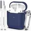 MHYALUDO Custodia per Airpods 1a/2a generazione (2016/2019),Custodia protettiva in morbido silicone per Airpods 1a/2a con LED visibile sulla parte anteriore,con kit di pulizia,Blu notte