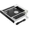 Poppstar Caddy per SSD HDD disco rigido 2,5 (7 mm, 9,5 mm, 12,5 mm) Adattatore notebook HDD al posto del lettore DVD / slot CD Sata 3 da 12,7 mm (per portatile ecc.)