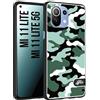 CUSTOMIZZA - Custodia cover nera morbida in tpu compatibile per Xiaomi Mi 11 Lite/Mi 11 Lite 5G camouflage mimetico militare verde green