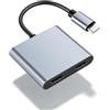 Suoxiom Adattatore USB-C a Dual HDMI per 2 monitor, splitter HDMI con display avanzato, adattatore multiporta digitale AV di tipo C, video 4K a 60Hz, compatibile con iPhone, iPad, MacBook, TV HD, monitor
