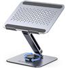 ORICO Supporto PC Portatile, Regolabile e Pieghevole, Laptop Stand Ergonomico a Rotazione 360°, Supporto Laptop in Alluminio per Scrivania, Compatibile con Notebook e Tablet da 13-17.3 - ST10, Grigio