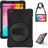 Gerutek Custodia Cover per Samsung Galaxy Tab A 10.1 2019 (SM-T510/T-515), Custodia Protettiva Antiurto con Supporto Rotante 360 e Cinghia Mano/Spalla Cover per Galaxy Tab A 10.1, Nero