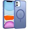 Knrlqim Custodia Magnetica per iPhone 11, Compatibile con MagSafe, PC Silicone Cover Traslucido Opaco, Case Protezione Fotocamera & Pulsanti Metallo, Antiurto Antiscivolo Slim, Blu