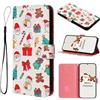 BLOTECH Cover Natale Rosso per Xiaomi Redmi 12C Custodia Disegno Tema Natalizio Pollici Materiale In Pelle PU Cover Portafoglio Custodia Chiusura Magnetica, Kickstand, Slot per Schede，Regalo di Natale
