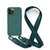 2NSPDRGNI Magnetica Cover con Collana Compatibile con iPhone 13 Pro Max,Case con Laccio per Il Collo Custodia con Cordino,Verde scuro