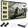 Bcuuozeeing Schermo di proiezione da 100, 220 x 125 cm, 16:9, schermo di proiezione HD 4K, proiezione fronte-retro, portatile, pieghevole, per ufficio, campeggio e home theater