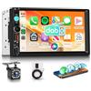 Rimoody DAB+/DAB Autoradio 2 Din con Wireless Carplay Android Auto Bluetooth FM/AM/RDS Radio, 7 Pollici Touchscreen Radio con Mirror Link USB/EQ/Type C Controllo del Volante Telecamera Posteriore
