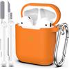 MHYALUDO Custodia per Airpods 1a/2a generazione (2016/2019),Custodia protettiva in morbido silicone per Airpods 1a/2a con LED visibile sulla parte anteriore,con kit di pulizia,Arancia