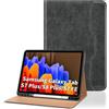 Oduio Custodia per Samsung Galaxy Tab S8 Plus 2022/Tab S7 FE 2021/Tab S7 Plus 2020 da 12,4, in pelle PU, con tasca e portapenne, funzione sleep/wake automatica, nero opaco