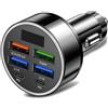 CLARENEL IN MOTION Caricatore Auto USB C 5 Porte, 2 USB-C e 3 USB-A, PD 30W e QC 3.0, Caricatore Accendisigari 12V/24V per Auto, Camper, Furgone e Camion