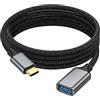 HENGBIRD Adattatore USB C a USB A 2 m - Cavo OTG 3.0 Tipo C maschio a A femmina 5 Gbit/s nylon intrecciato per chiavetta mouse tastiera stampante e gamepad
