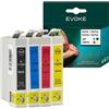 EVOKE T0711 - T0714 Kit di inchiostro compatibile con Epson DX4000 DX4400 DX7450 DX9400 DX8400 (kit CMYK) 3330 pagine 55,5 ml