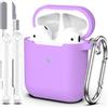 MHYALUDO Custodia per Airpods 1a/2a generazione (2016/2019),Custodia protettiva in morbido silicone per Airpods 1a/2a con LED visibile sulla parte anteriore,con kit di pulizia,Lavanda