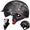 EBAYIN Caschi Cromwell Jet e Demi-Jet Casco Moto A Mezzo Casco Retrò Harley Casco Anticollisione Di Sicurezza Per Scooter Chopper Cruiser DOT / ECE Con Occhiali A Sgancio Rapido,G-M=（57~58cm）