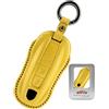 ontto Custodia in pelle per chiave auto, adatta per Porsche Panamera Spyder Carrera Macan Boxster Cayman Cayenne 911 970 981 991 2019-2024, custodia portachiavi a 3 tasti, colore giallo B