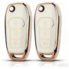 prideoy ‌Cover Chiavi Auto TPU Senza Interferenza del Segnale, Compatibile con Ford Fiesta Focus Kuga Puma, Confezione da 2, Vestibilità Precisa Antivibrazione Impermeabile, Platino