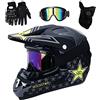 UIGJIOG Casco Da Motocross Per Bambini Set Da Moto Con Maschera Per Occhiali, Certificazione ECE E DOT