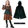 Ezuwail Costumi medievali rinascimentali per bambine, costume da arciere per | Mantello con cappuccio, vestito, cintura/braccialetto; arciere medievale, cacciatrice, cosplay, contadina, principessa