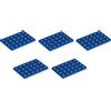 LEGO Bricks 3032 City - Piastra, 4 x 6 perni, 5 Pezzi, Colore: Blu