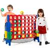 HOMASIS Gioco del 4 in Fila Grande, Forza 4 Gigante con 42 Anelli e Scorrimenti, Gioco di Strategia da Tavolo XXL, Giocattolo per Bambini e Adulti all'Aperto per Feste, Compleanno (Blu con Rete)