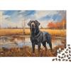 KQZJXNRPHG Cane Labrador Nero Scena Naturale Puzzle 1000 Pezzi per Adulti 38x26cm/1000pcs