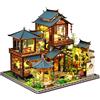 Spilay Kit casa miniatura per adulti, kit casa miniatura fai da te con luce LED e copertura antipolvere, puzzle 3D creativo per relax e decorazione d'ufficio, regalo