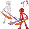 Generico Action Figure Snodabili, Set Di Action Figure Da Collezione, Con Articolazioni Multiple, Bambole Meccaniche A Corpo Intero, Pupazzi A Bastone Snodabili E Staccabili (2 pezzi-D)