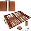 Suprbee Set di backgammon per adulti, gioco da tavolo classico con custodia pieghevole in pelle per backgammon, set di backgammon in legno per 2 giocatori, gioco da viaggio portatile di lusso