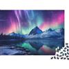 KQZJXNRPHG Aurora Boreale Montagna Nevosa Puzzle 1000 Pezzi per Adulti Decorazione Casa 70x50cm/1000pcs