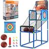 COSTWAY Macchina da Pallacanestro per Bambini, Set Giochi 2-in-1 da Interno ed Esterno per Basket e Palline Attaccanti con Segnapunti Elettronico ed Effetti Sonori, Regalo per Bambini e Bambine 3+