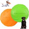 WELLXUNK Frisbee per cani, 2 pezzi, giocattolocane, frisbee Ø 22 cm, in gomma, per terra e acqua, addestramento, lanciare, catturare e giocare (verde + arancione) (L)