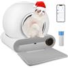 TaFoyu Lettiera autopulente, per gatti automatica, controllo app, design salvaspazio, deodorante ionico/monitor sanitario/65L + 9L con grande capacità con tappetino
