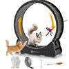 MIWOOYY Ruota per Gatti Grandi per Correre 100cm, Tapis Roulant per Gatti in Legno Massello Nero per Interno, Ruota per Esercizi di Sicurezza per Gatti con Serratura & Design del Gap Ridotto al Minimo